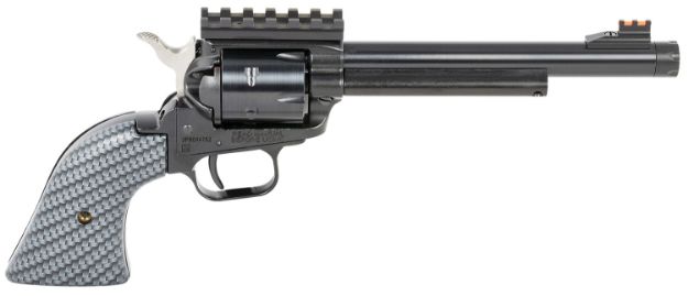 Picture of Heritage Mfg RR22B6TH Rough Rider Tactical Cowboy 22 LR 6 Shot 6.50" Black Steel/Threaded Barrel, Black Cylinder, Steel Frame w/Picatinny Rail, Carbon Fiber Grips