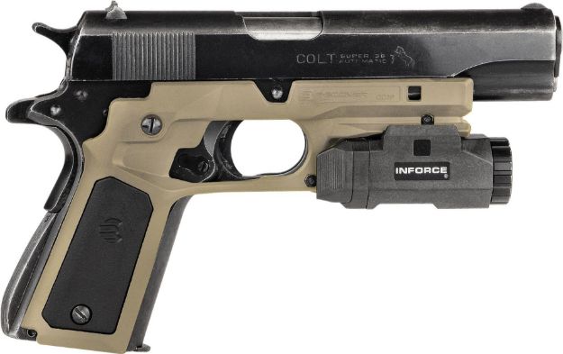 Picture of Recover Tactical CC3P0201 Frame Grip  Tan Polymer Frame with Interchangeable Black & Tan Panels for Standard Frame 1911