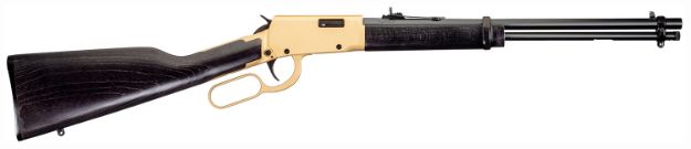 Picture of Rossi RL22181WD-GLD2 Rio Bravo  22 LR 15+1 18" Polished Black Barrel, Gold Finish Rec, Black Hardwood Stock