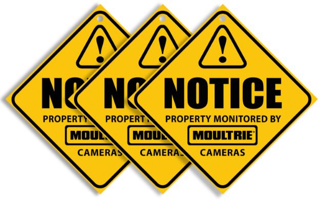 Picture of Moultrie MCA13133 Camera Surveillance Signs  Yellow 3 Per Pkg