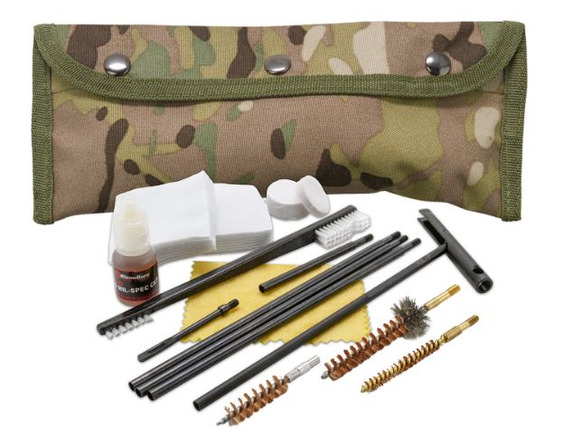 Picture of KleenBore POU303MC Modular Cleaning Kit Multi-Caliber Handgun/Rifle Bronze/Nylon Bristles Nylon Multi-Cam Case