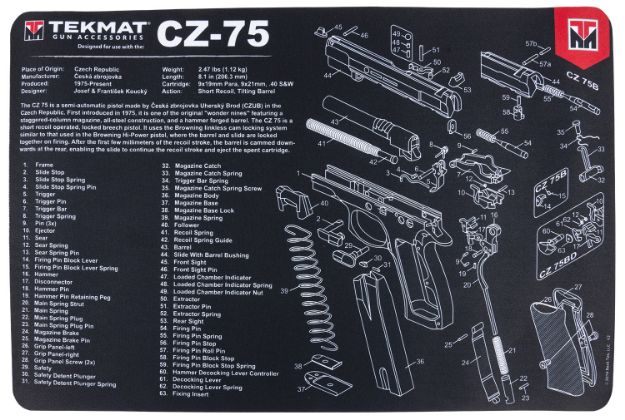 Picture of TekMat TEKR17CZ75 CZ 75 Cleaning Mat CZ-75 Parts Diagram 11" x 17"