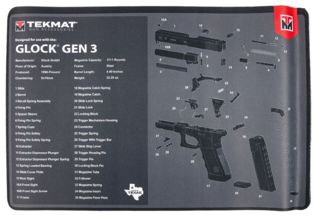 Picture of TekMat TEKR17GLOCKG3 Glock Gen 3  Glock Gen3 Parts Diagram 11" x 17"