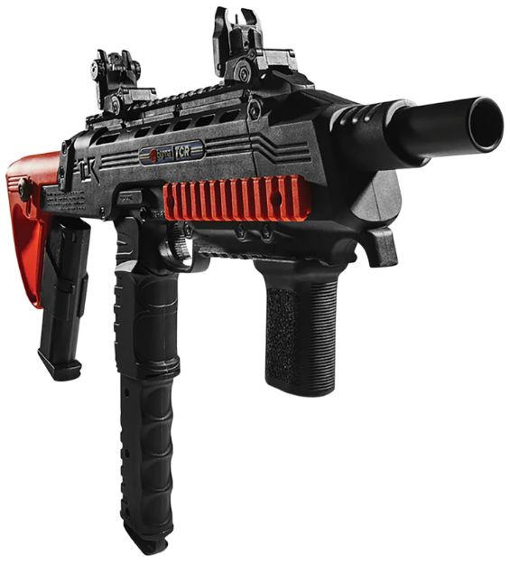 Picture of Byrna Technologies TK68401ORN TCR Basic Kit CO2 7rd/12rd, Black Rec, Orange Adjustable Stock, Flip-Up Sights