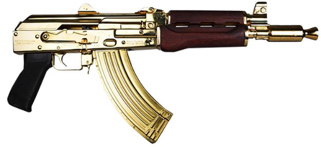 Picture of Zastava Arms Usa ZP92762SRGL ZPAP92  7.62x39mm 30+1 10" 24K Gold Plated/ Cold HammerForged/ Chrome Lined Barrel, Steel 24K Gold Plated Receiver, Serbian Red Wood Grips