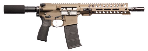 Picture of Patriot Ordnance Factory 01803 Minuteman Direct Impingement 5.56x45mm NATO 30+1 10.50" Black Nitride Barrel, Patriot Brown Rec, Black Buffer Tube Stock & Grip