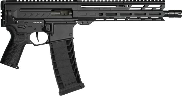 Picture of CMMG 94A8041AB Dissent MK4 9mm Luger 33+1 10.50", Black, Picatinny Brace Adapter, 9.60" M-LOK Handguard, Left Side Charging Handle, Zeroed Linear Comp, Zeroed Drop-In Single Stage Trigger