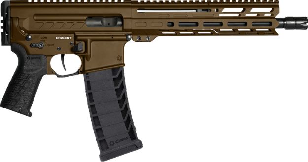 Picture of CMMG 94A8041MB Dissent MK4 9mm Luger 33+1 10.50", Midnight Bronze Rec, Picatinny Brace Adapter, 9.60" M-LOK Handguard, Left Side Charging Handle, Zeroed Linear Comp, TriggerTech Trigger