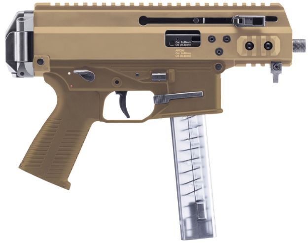 Picture of B&T Firearms BT36045CT APC9K Pro 9mm Luger 30+1 4.30" Black Threaded Barrel, M-LOK Handguard, Coyote Tan Aluminum Picatinny Rail Receiver, Coyote Tan Polymer Grips, Ambidextrous