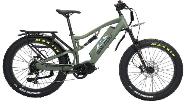 Picture of Bakcou E-bikes B-S19-G-B25 Storm 25 Large Matte Army Green 19" w/Stand Over Height of 30.50" Frame, Sram 9sp, 40t Front & Sram 11-34t Rear Cassette Bafang M620 Ultra Motor