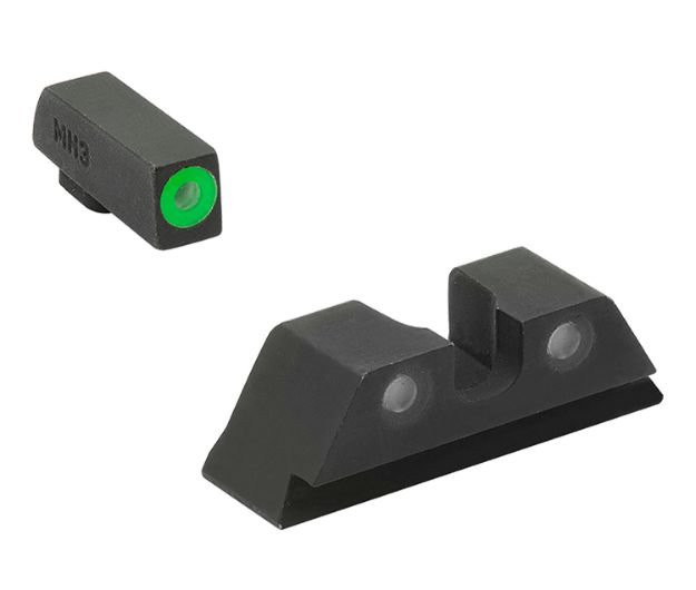 Picture of Meprolight USA 402243111 Hyper-Bright  Green Tritium Green Outline Front Sight-Green Tritium Black Outline Rear Sight Glock 17/17L/19/22