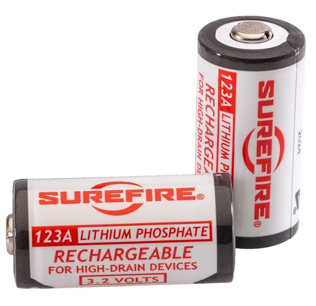 Picture of SureFire SFLFP123 123A Batteries  White/Black 3.2 Volts 450 mAh (2) Single Pack Rechargeable