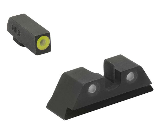 Picture of Meprolight USA 402243121 Hyper-Bright  Green Tritium Yellow Outline Front Sight-Green Tritium Black Outline Rear Sight Glock 17/17L/19/22