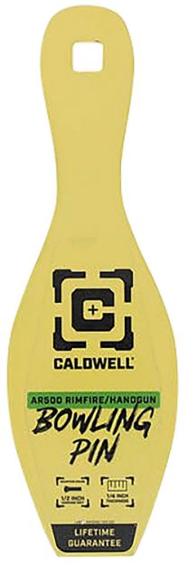 Picture of Caldwell 4002312   Rimfire/Handgun Yellow AR500 Steel Bowling Pin 1/4" Thick