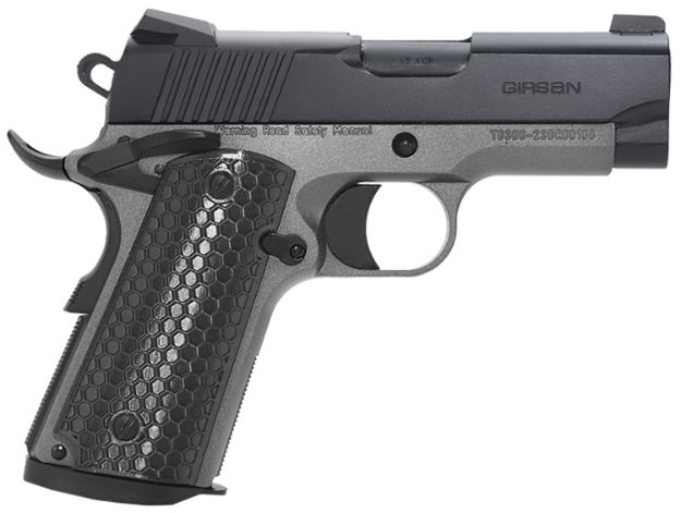 Picture of Girsan 392052 MC1911 SC Untouchable Sub-Compact Frame 45 ACP 6+1 3.40"  Black Steel Barrel, Black Serrated Steel Slide, Stainless Frame w/Beavertail, Black Polymer Grip