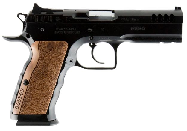 Picture of Tanfoglio IFG TF-STOCKI-40 Defiant Stock I 40 S&W Caliber with 4.50" Barrel, 14+1 Capacity, Overall Black Finish Steel, Picatinny Rail/Beavertail Frame, Serrated Slide & Wood Grip