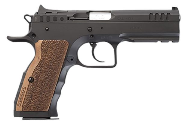 Picture of Tanfoglio IFG TF-LIMPRO-10 Defiant Limited Pro 10mm Auto Caliber with 4.80" Barrel, 13+1 Capacity, Overall Hard Chrome Finish Steel, Beavertail Frame, Serrated Slide & Brown Polymer Grip