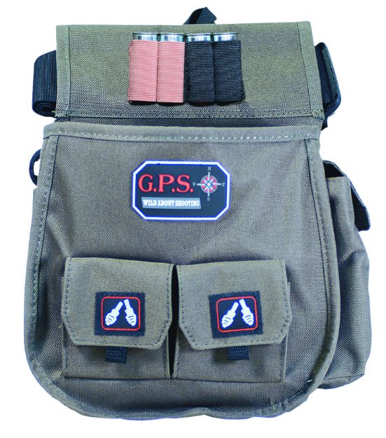 Picture of GPS Bags 1093CSP Deluxe Double Shotshell Pouch Olive Polyester Waist Mount 30-52" Belt