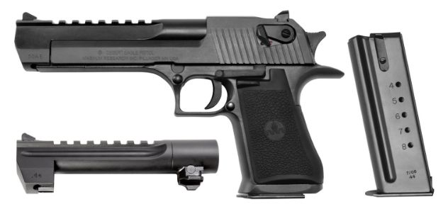 Picture of Magnum Research DE50WB6 Desert Eagle Mark XIX Conversion Combo 44 Rem Mag, 50 AE 6" 7+1, 8+1 Black Carbon Steel Frame & Slide Black Rubber Grip