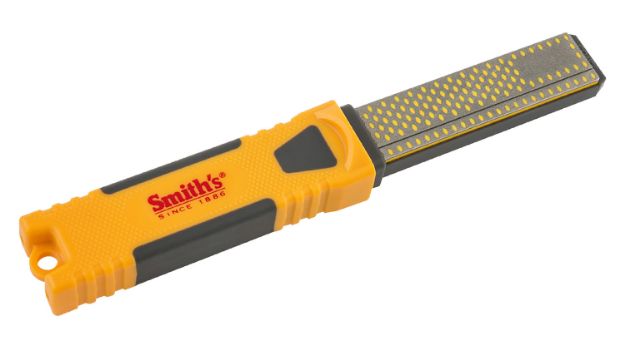 Picture of Smiths Products DCS4 Diamond Combination Sharpener Hand Held 4" Fine, Coarse Diamond Sharpener Rubber Handle Yellow