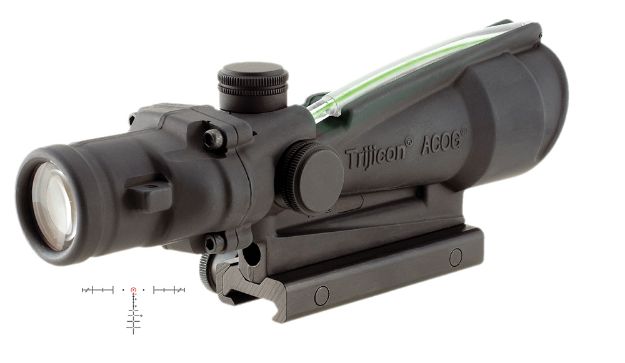 Picture of Trijicon 100155 ACOG  Black Hardcoat Anodized 3.5x 35mm Illuminated Green Horseshoe 308 Ballistic Reticle