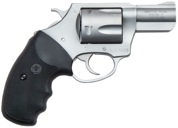 Picture of Charter Arms 79920 Pitbull  Large 9mm Luger, 5 Shot 2.20" Matte Stainless Steel Barrel, Cylinder & Frame w/Black Finger Grooved Rubber Grip