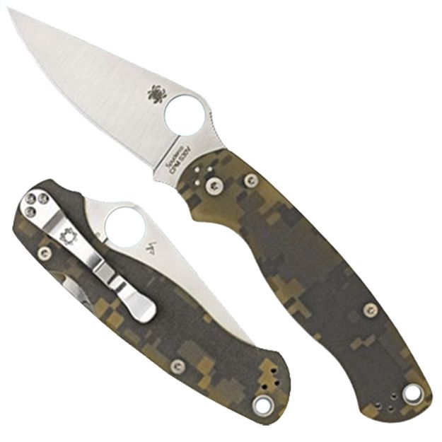 Picture of Spyderco C81GPCMO2 Para Military 2  3.45" Folding Drop Point Plain CPM S45VN SS Blade Camo G10 Handle Includes Pocket Clip