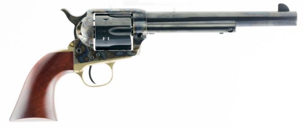 Picture of Taylors & Company 550851 Ranch Hand  45 Colt (LC) Caliber with 7.50" Blued Finish Barrel, 6rd Capacity Blued Finish Cylinder, Color Case Hardened Finish Steel Frame & Walnut Grip