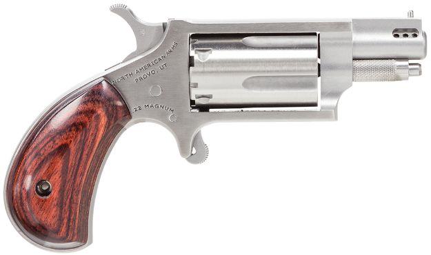 Picture of North American Arms 22MSP Mini-Revolver  22 WMR 5rd 1.13" Ported Barrel, Overall Stainless Steel Finish, Rosewood Birdshead Grip