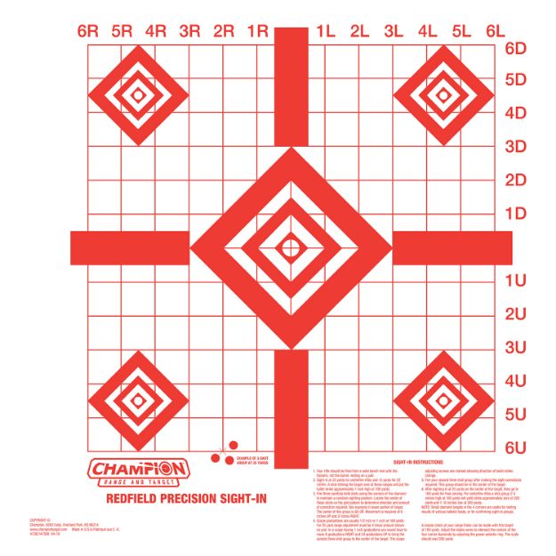 Picture of Champion Targets 47388 Redfield Sight-In Diamond Paper Pistol/Rifle 16" x 16" White/Red 10 Pk.