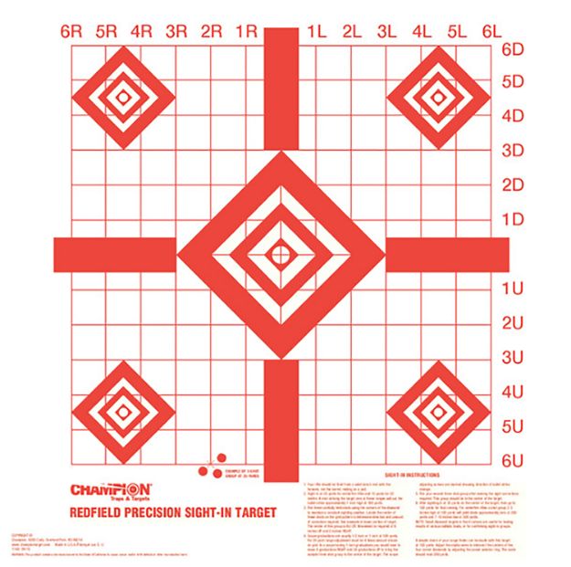 Picture of Champion Targets 47387 Redfield Sight-In Diamond Paper Pistol/Rifle 16" x 16" White/Red 100 Per Pkg