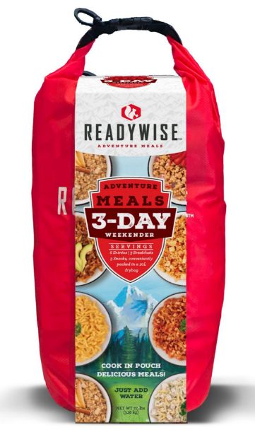 Picture of ReadyWise RW05918 Outdoor Food Kit 3 Day Weekender Pack w/Dry Bag Includes 6 Entrees, 3 Breakfasts and 3 Snacks