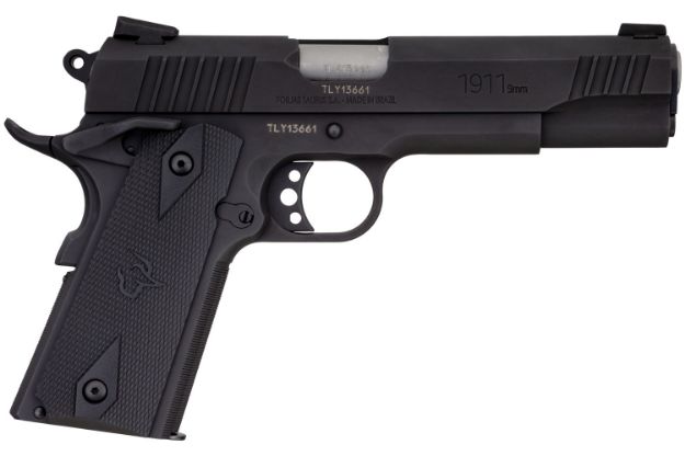 Picture of Taurus 11911019MM 1911  9mm Luger 9+1 5" Barrel, Matte Black Finish Beavertail Frame, Serrated Matte Black Steel Slide & Checkered Polymer Grip Includes Magazine