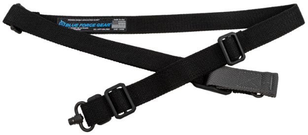 Picture of Blue Force Gear VCAS2TO1PB125AABK Vickers 221 Sling made of Black Cordura with 54"-64" OAL, 1.25" W, One-Two Point Design & Push Button Swivel for AR Platform