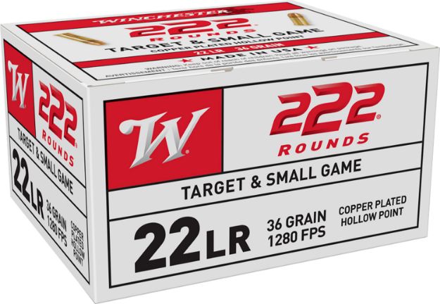 Picture of Winchester Ammo 22LR222HP USA  22LR 36gr Copper Plated Hollow Point 222 Per Box/10 Case