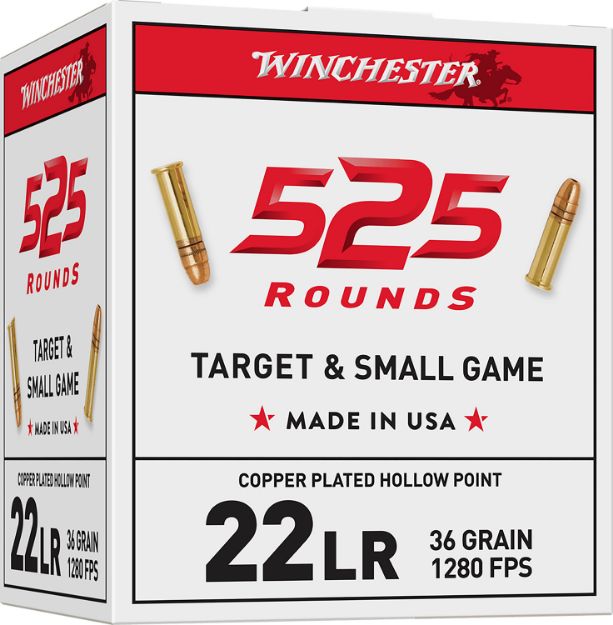 Picture of Winchester Ammo 22LR525HP USA  22LR 36gr Copper Plated Hollow Point 525 Per Box/10 Case *Bulk