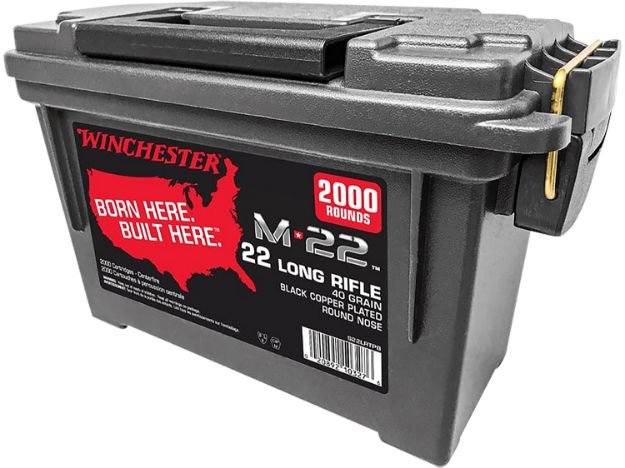 Picture of Winchester Ammo S22LRTPB M-22  22LR 40gr Black Copper Plated Round Nose 2000 Per Box/2 Cans *Bulk