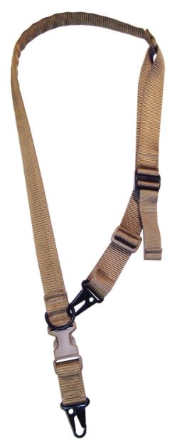 Picture of Tacshield T6030CY Warrior 2-in-1 Sling made of Coyote Webbing with HK Snap Hook & Padded Fast Adjust Design for Rifle/Shotgun