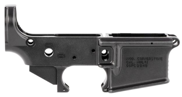 Picture of Grey Ghost Precision GGPC Cornerstone  Lower Receiver Multi-Caliber, 7075-T6 Aluminum w/Black Anodized Finish, Nylon Tipped Tensioning Screw, Flared Mag Well