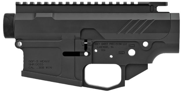 Picture of Grey Ghost Precision GGPSHEAVYRCVR AR MKII Heavy Receiver Set AR-10 Platform Multi-Caliber, 7075-T6 Aluminum w/Black Hardcoat Anodized Finish, Flared Mag Well, Optics Ready