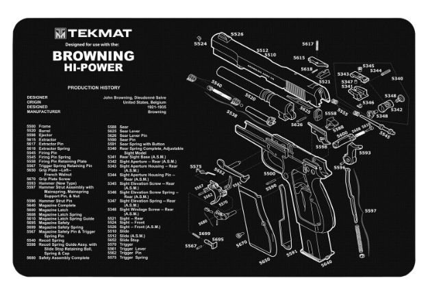 Picture of TekMat TEKR17BROWNINGHP Browning High Power Cleaning Mat Browning Hi-Power Parts Diagram 11" x 17"