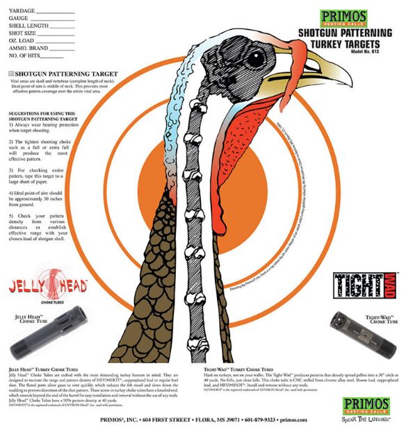 Picture of Primos 6041 Patterning Turkey  Hanging Paper Targets, For Use With Shotgun 10.75" x 11.50" Multi-Color 12 PK