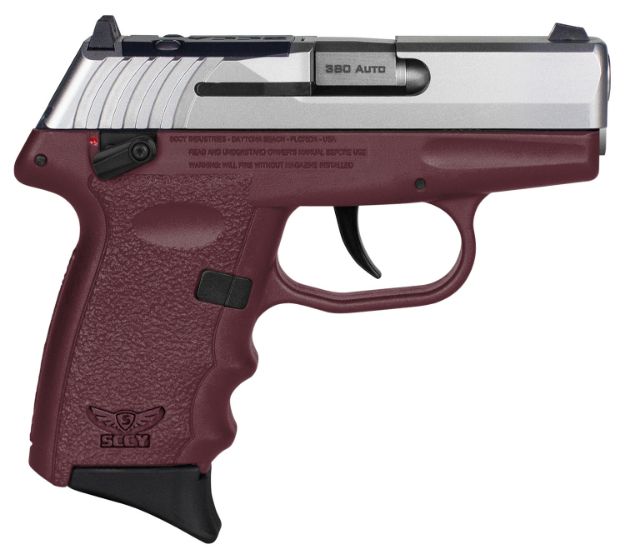 Picture of SCCY Industries CPX4TTCRRDRG3 CPX-4 RD 380 ACP 10+1 2.96" Crimson Red Polymer/Serrated Stainless Steel Slide/Finger Grooved Crimson Red Polymer Grip