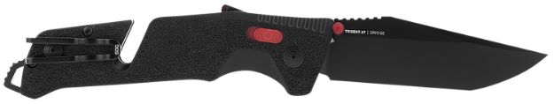 Picture of S.O.G SOG11120441 Trident AT 3.70" Folding Tanto Plain Black TiNi Cryo D2 Steel Blade/Black w/Red Accents GRN Handle Features Line Cutter/Glass Breaker