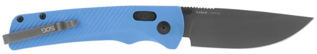 Picture of S.O.G SOG11180341 Flash AT 3.45" Folding Plain TiNi Cryo D2 Steel Blade/Civic Cyan GRN Handle Includes Pocket Clip