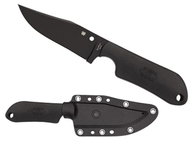 Picture of Spyderco FB15PBBK Street Beat  3.51" Fixed Bowie Plain Black DLC VG-10 SS Blade/Black Textured FRN Handle