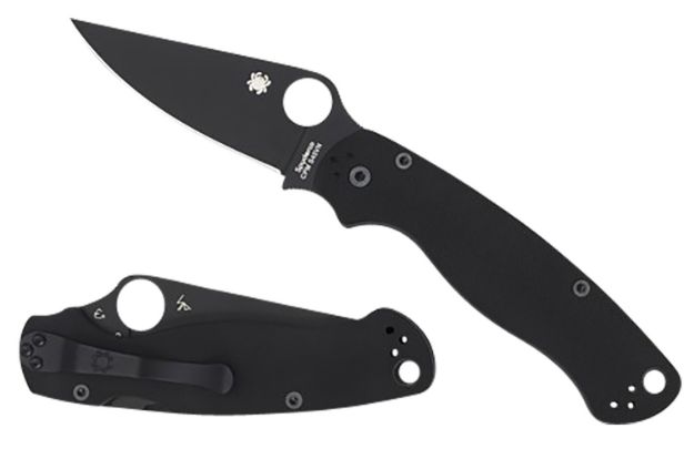 Picture of Spyderco C81GPBK2 Para Military 2  3.42" Folding Plain Black DLC CPM S45VN SS Blade/Black Textured G10 Handle Includes Pocket Clip