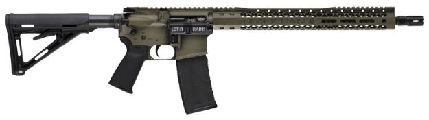 Picture of Black Rain Ordnance BROWTPBGB Spec 15+ We The People 5.56x45mm NATO 30+1 16", Green Battleworn with Deep Engraving, 15" Slim M-LOK, Magpul Grip/Carbine Stock, Castle Flash Hider