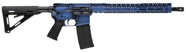 Picture of Black Rain Ordnance BROWTPBLB Spec 15+ We The People 5.56x45mm NATO 30+1 16", Blue Battleworn with Deep Engraving, 15" Slim M-LOK, Magpul Grip/Carbine Stock, Castle Flash Hider