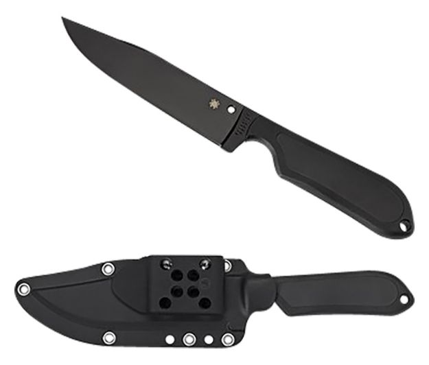 Picture of Spyderco FB04PBB Street Bowie  5.05" Fixed Clip Point Plain Black DLC VG-10 SS Blade/Black Textured FRN Handle Includes Sheath w/G-Clip